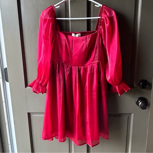 Allison & Kelly Red Organza Fit and Flare Dress - Picture 3 of 6